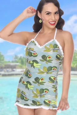 Avocado W/ Ruffle Dress>Bettie Page