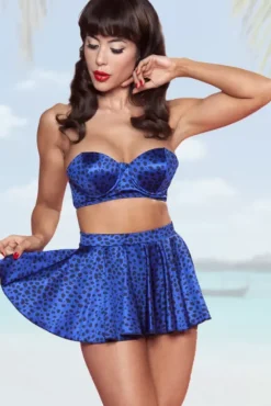 Bunny Hop W/ Flare Bandeau (Royal/Black)>Bettie Page