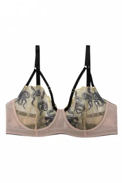 Dakota Snake High Apex Bra W/ Overbust Straps (Black/Peach)><noscript><img width=