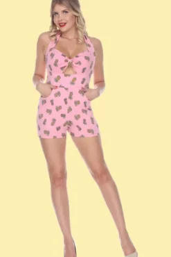 Darlene Playsuit (Pink Pineapples) By>Bettie Page Best