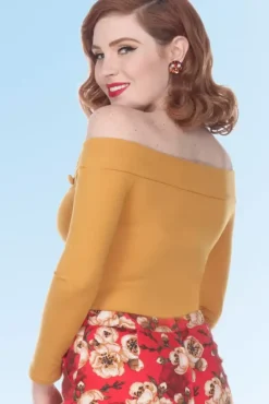 Debby Long Sleeved Top (Mustard) By>Bettie Page