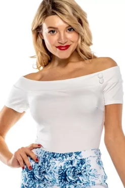 Debby Short Sleeved Top (Ivory)>Bettie Page Best