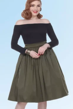 Ellie Skirt (Olive) By>Bettie Page Discount
