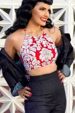 Rita Top Red Damask>Bettie Page Online