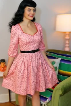 Samantha Dress (Petite Cherries)>Bettie Page New