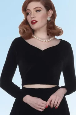 Serena Top (Black Velvet) By>Bettie Page Online