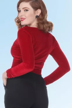 Serena Top (Red Velvet) By>Bettie Page Sale
