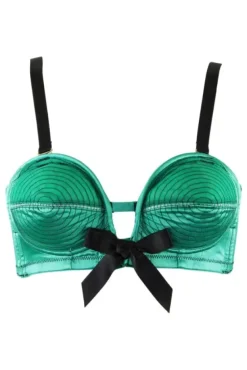 Spiral Stitch Overwire Bra (Emerald Green/Black) By><noscript><img width=