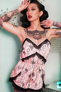 Tattoo Print Lace Playsuit>Bettie Page Hot