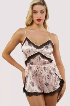 Tattoo Print Lace Playsuit><noscript><img width=