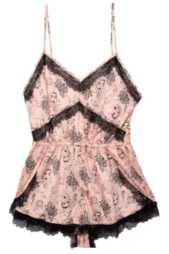 Tattoo Print Lace Playsuit><noscript><img width=