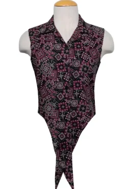 Western Tie Top In Black Bandana Print>Bettie Page